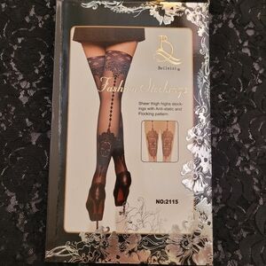 Thigh High Stockings black os lace Back